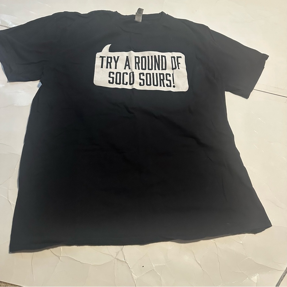 Try A Round Of Soco Sours Speech Bubble Southern Comfort Drinking Party TShirt L